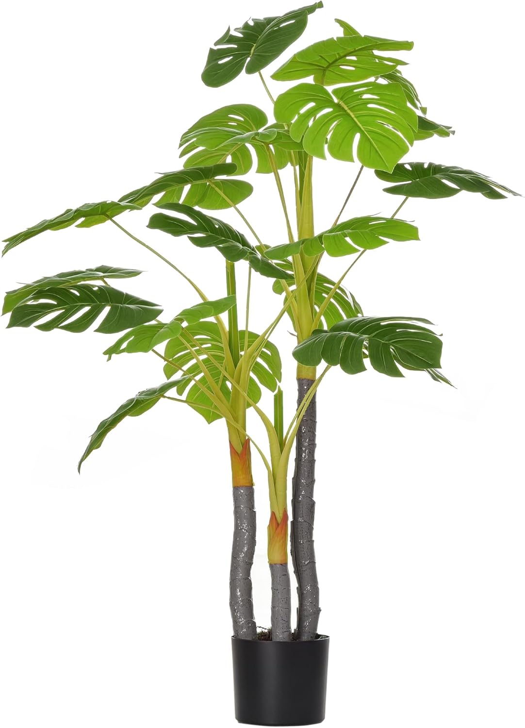 HOMCOM 4FT Artificial Monstera Tree with Black Pot