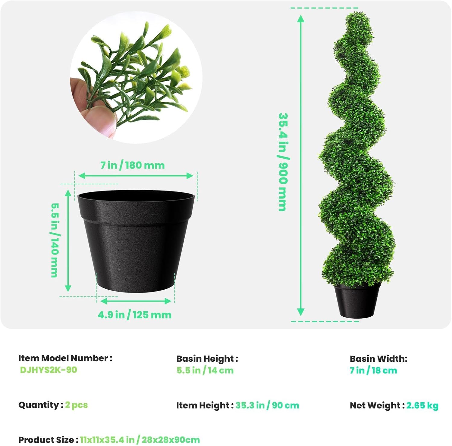3 Ft Tall Artificial Spiral Topiary Trees Set of 4