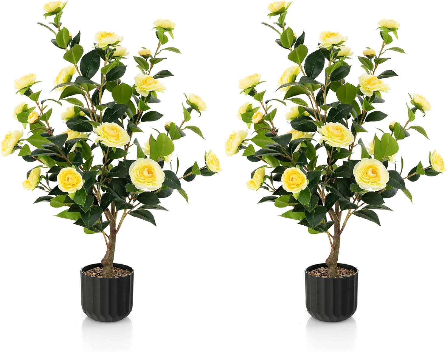 Artificial Camellia Tree Set of 2 38 Inch Tall Potted Plants