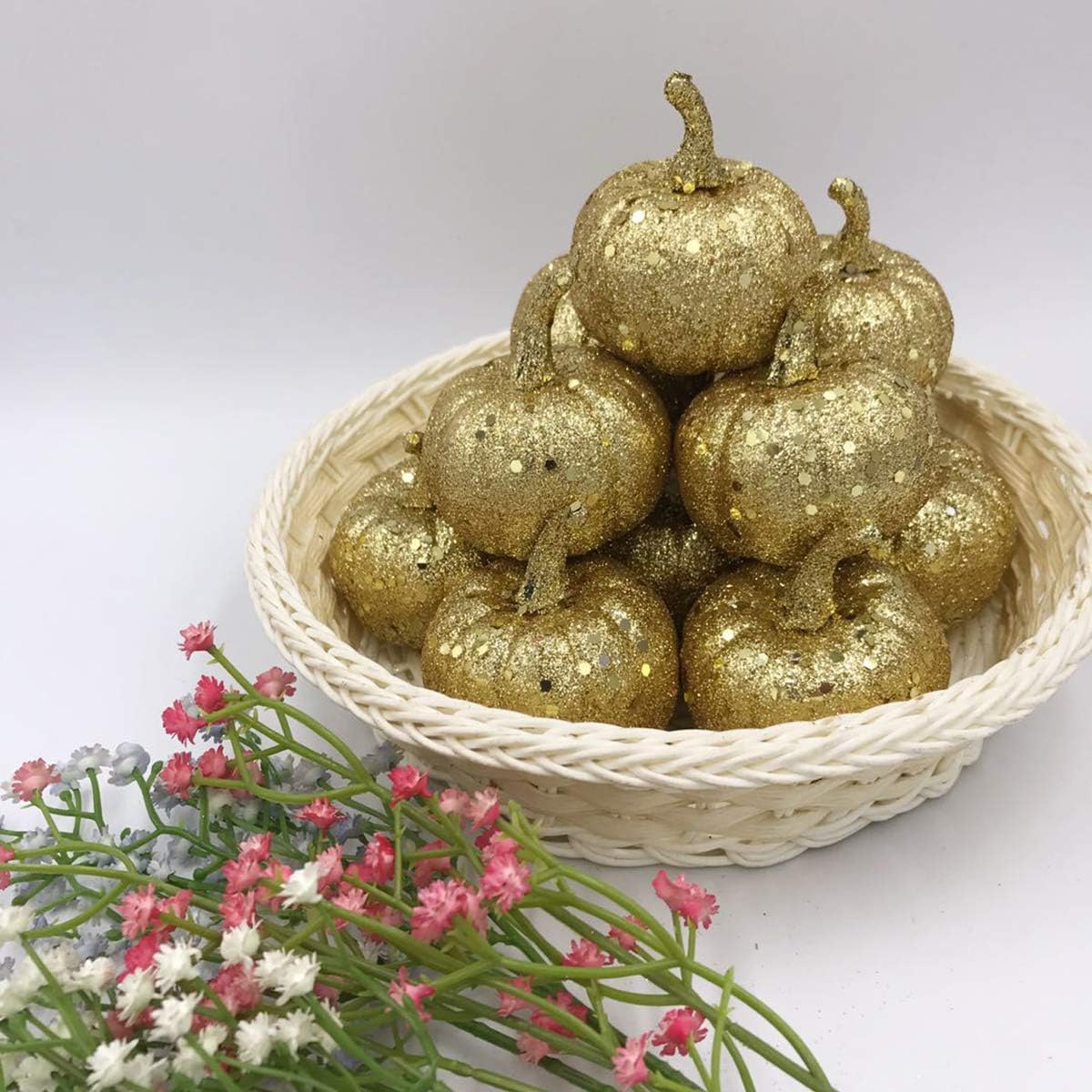 BESTOYARD 12 Pcs Artificial Foam Pumpkins Orange Fall Decor