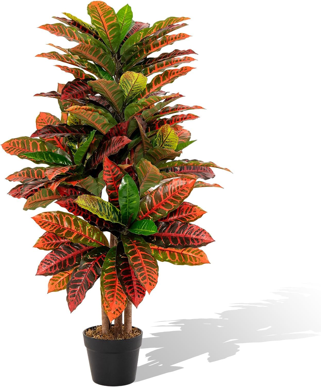 HAPPYGRILL Artificial Croton Plant 40 Tall with Pot