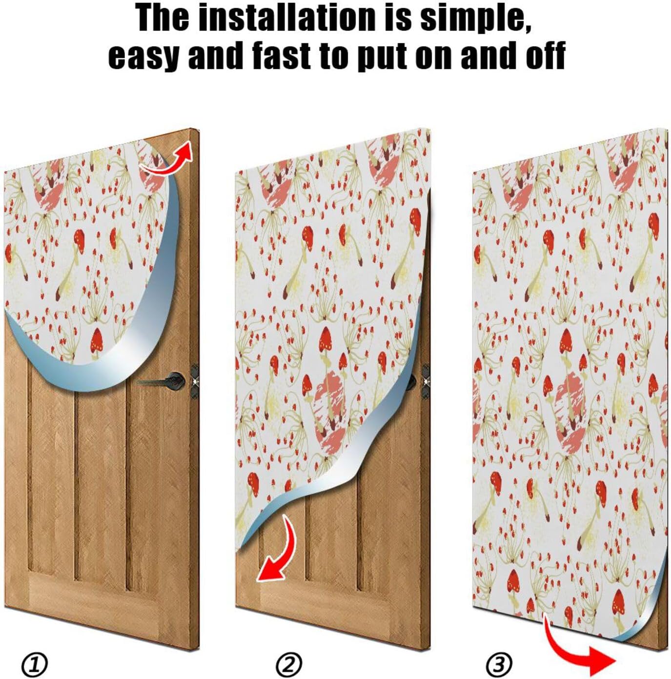 Susiyo Retro Abstract Mushrooms Christmas Door Cover Stretch Fabric 32x79 in