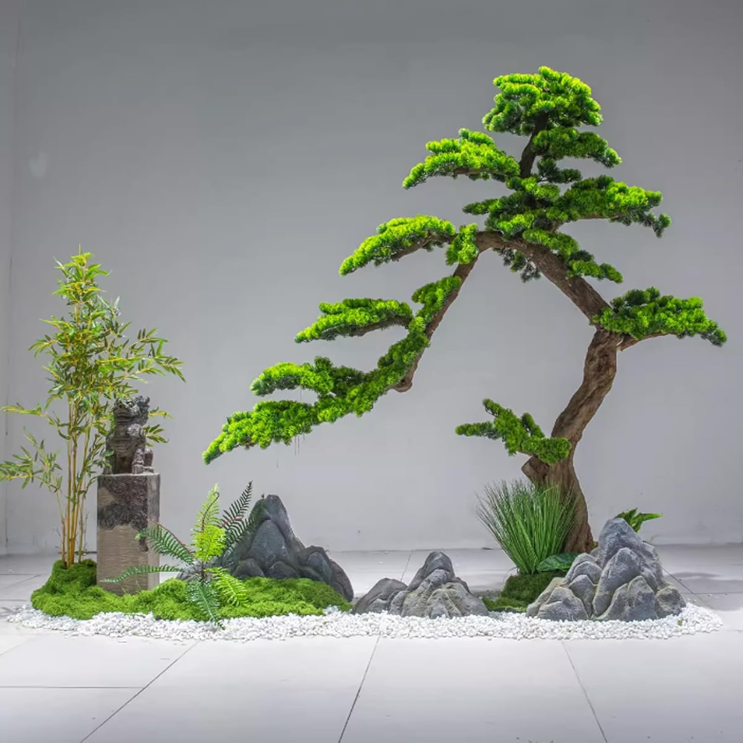 Artificial Landscape Tree Large Green Welcome Pine for Hotel Stairs Exhibition Hall