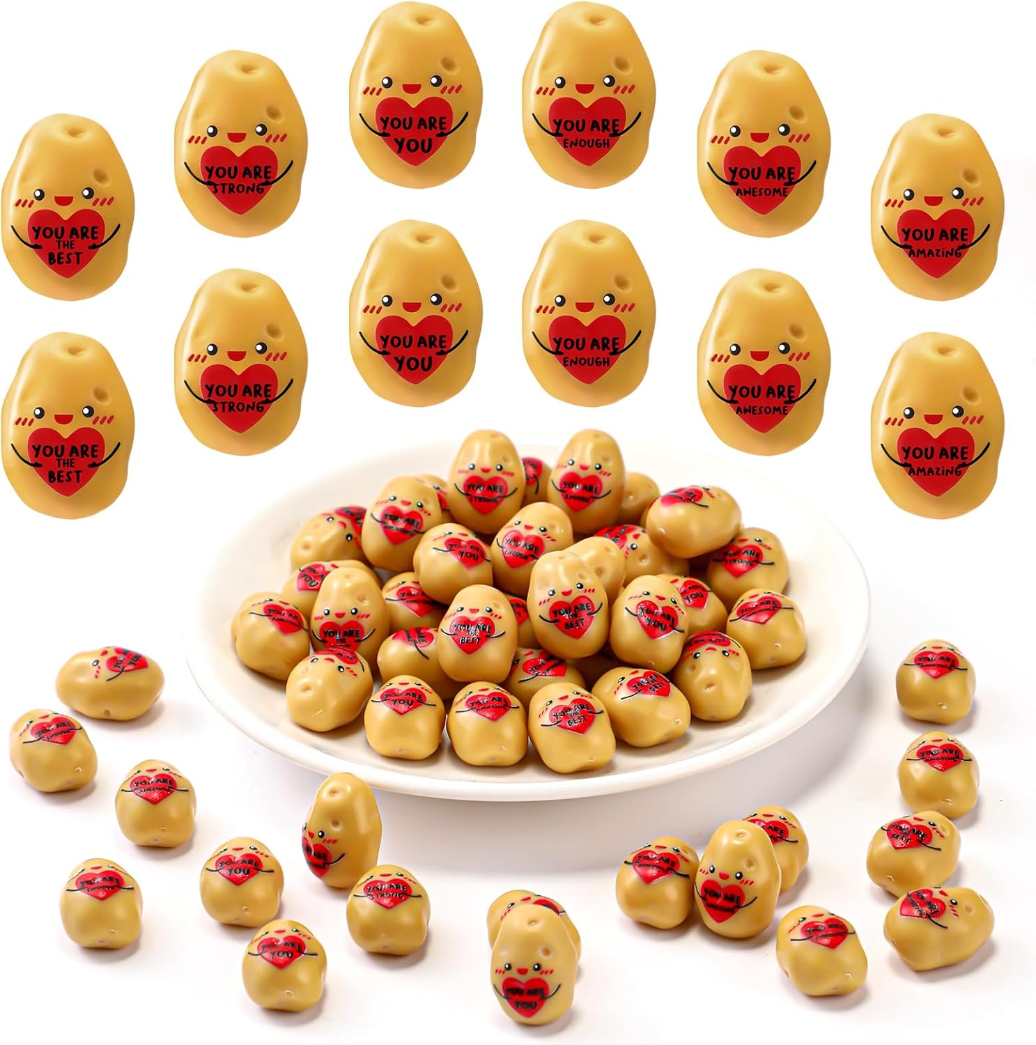 30 Pcs Resin Potato Decor with Positive Affirmations