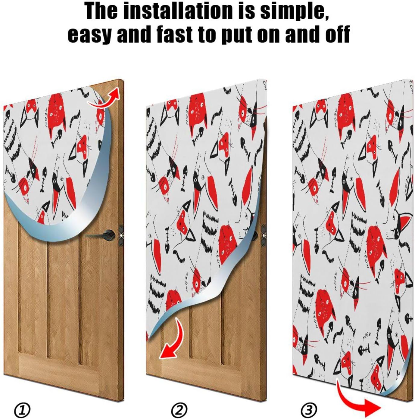 Susiyo Cute Cats Halloween Door Cover Stretch Fabric 32x79 in