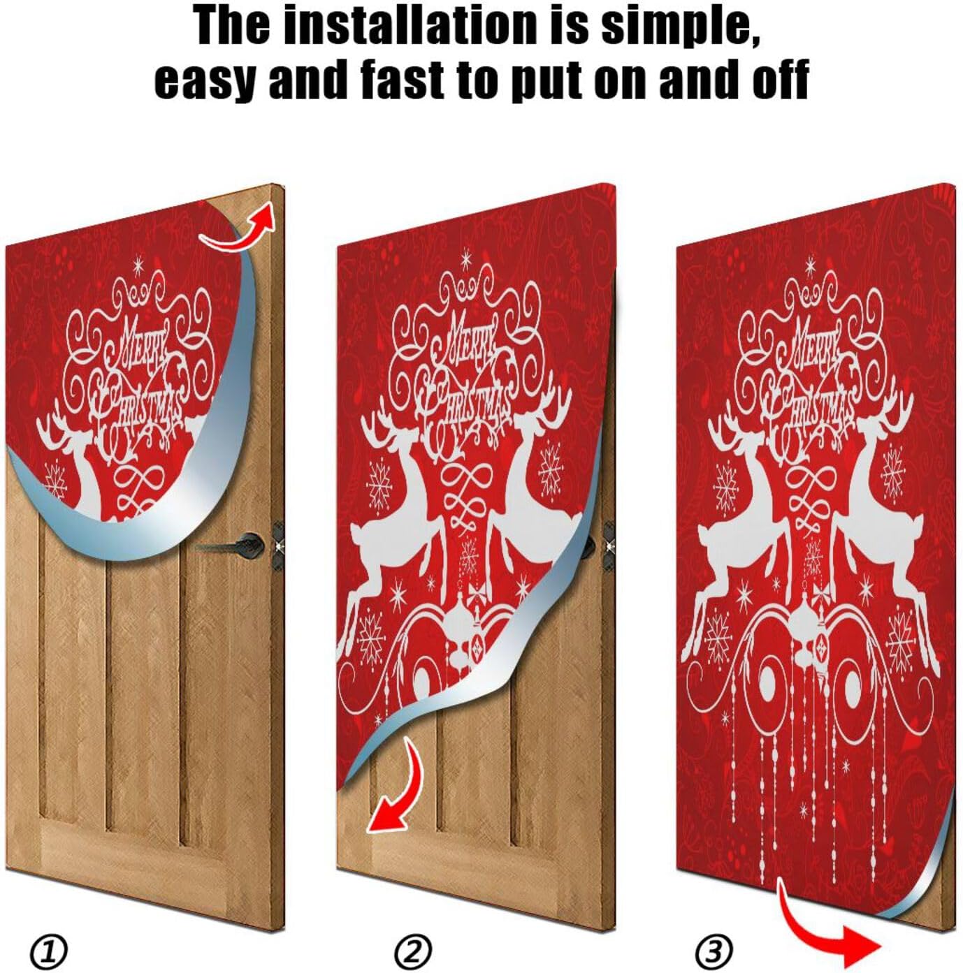 Susiyo Ribbons Deer Red Halloween Door Cover
