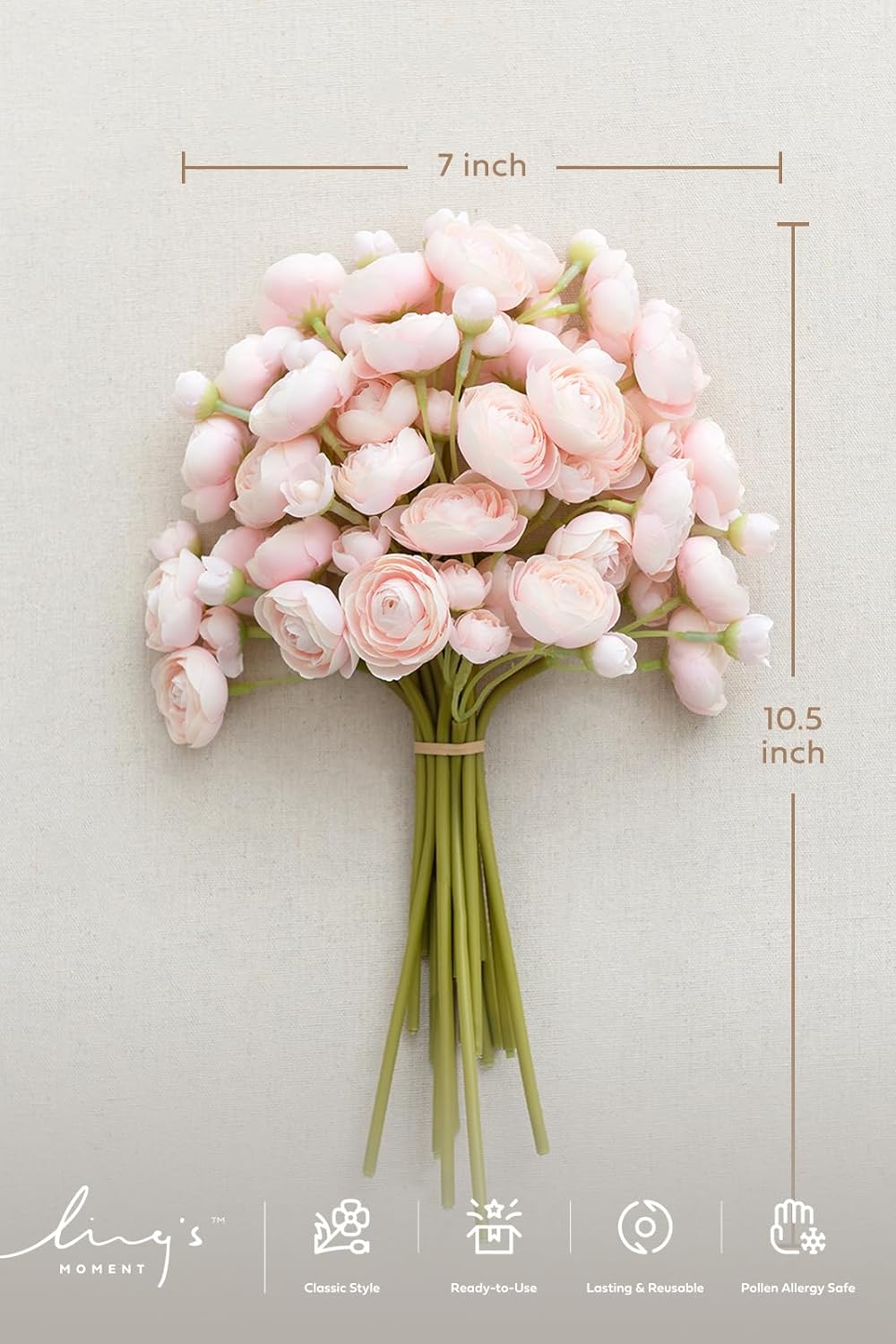 Lings Moment Mini Ranunculus Artificial Flowers Blush Pink