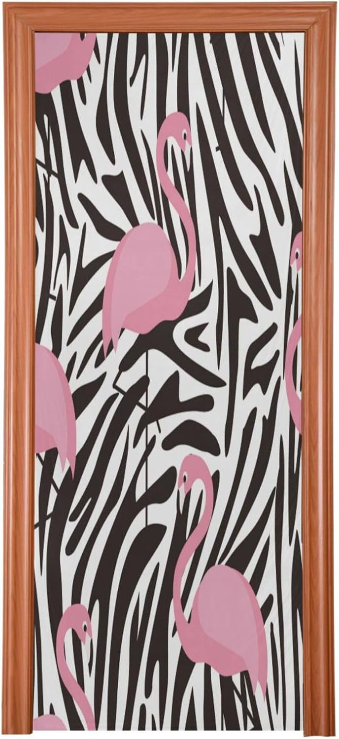Susiyo Flamingos Zebra Halloween Door Cover 32x79 in