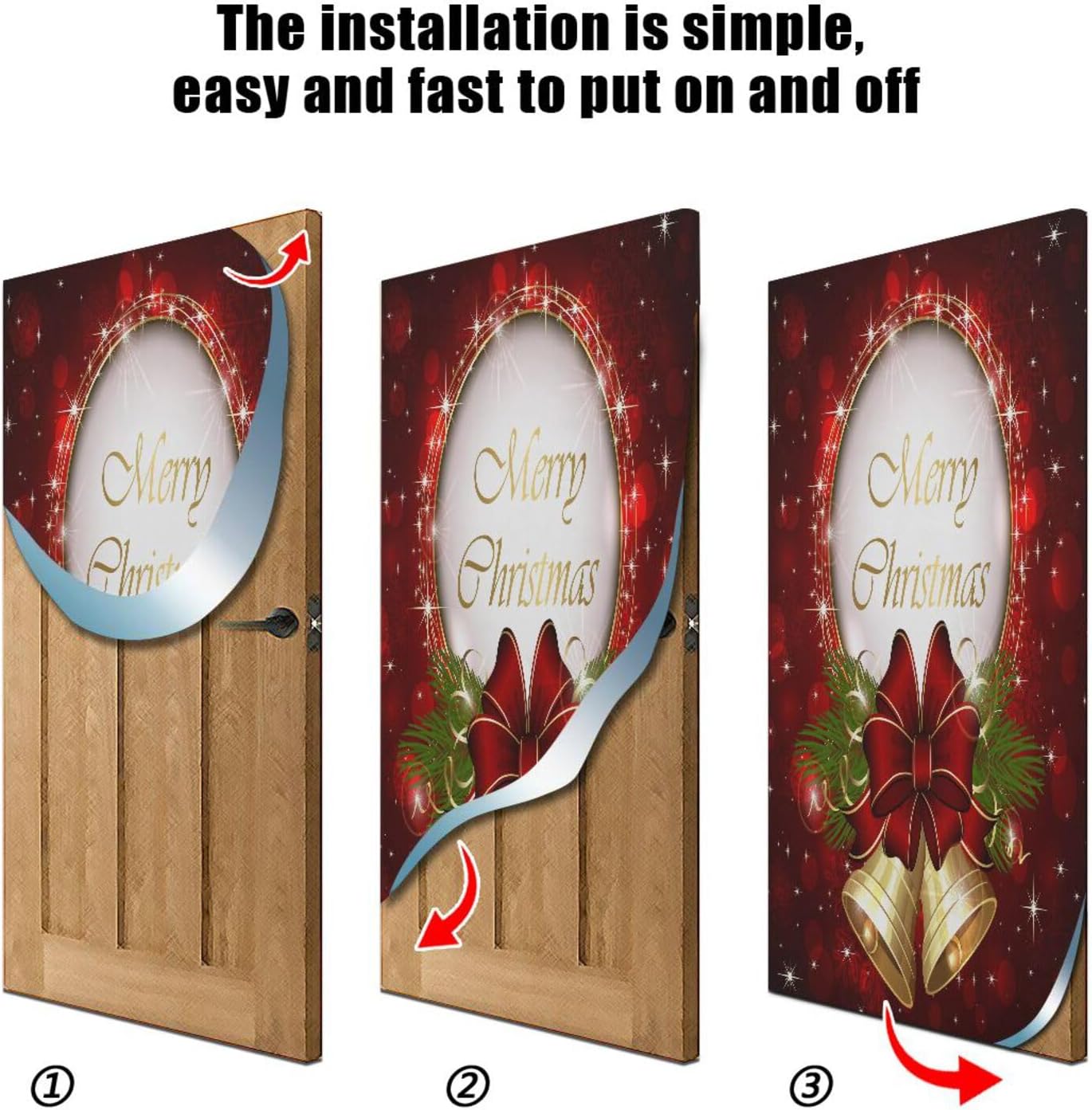 Susiyo Bells Bow Snowflakes Halloween Door Cover