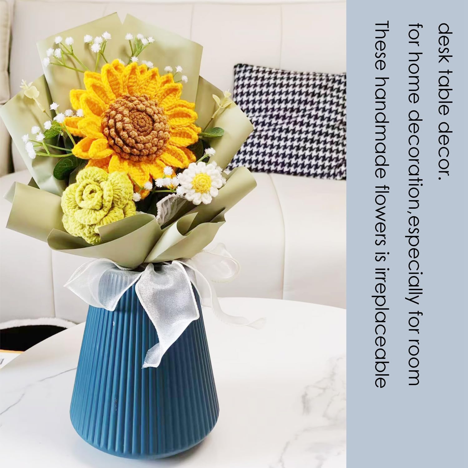 Handmade Crochet Sunflowers and Roses Bouquet for Gifts