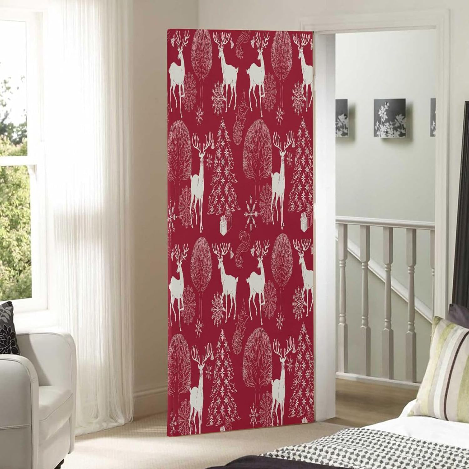 Susiyo Christmas Tree Red Deer Door Cover 32x79 in