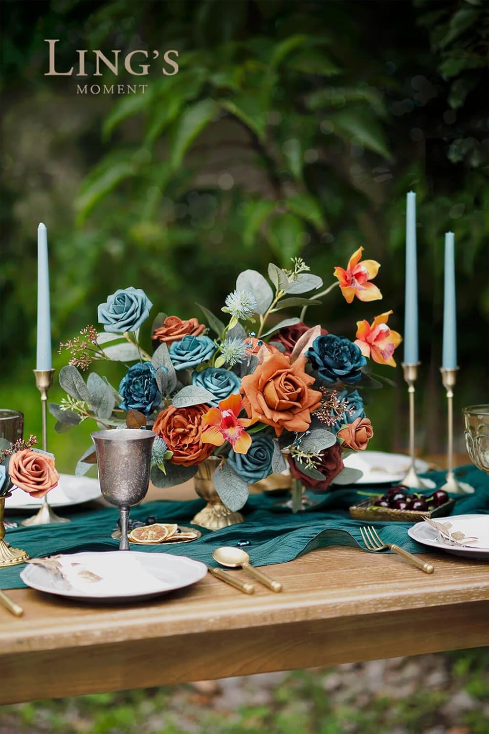 Lings Moment Artificial Flowers Wedding Rustic Teal Fall Combo