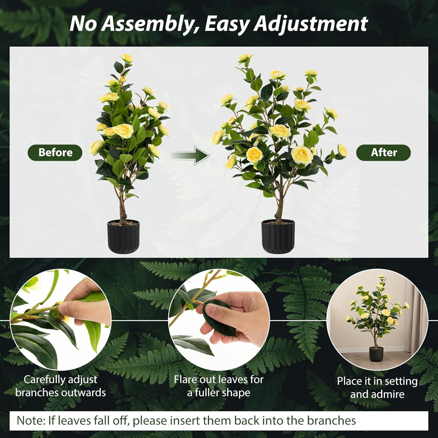 Artificial Camellia Tree Set of 2 38 Inch Tall Potted Plants