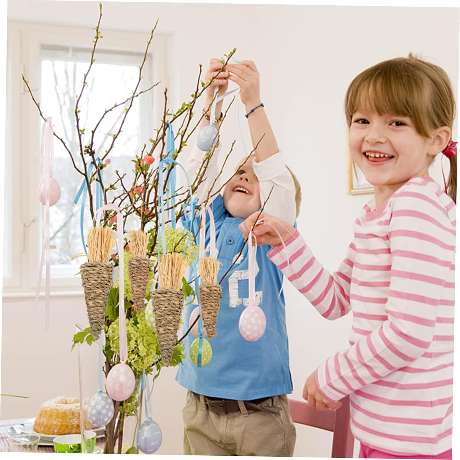 8pcs Woven Carrot Pendant Decorations for Easter