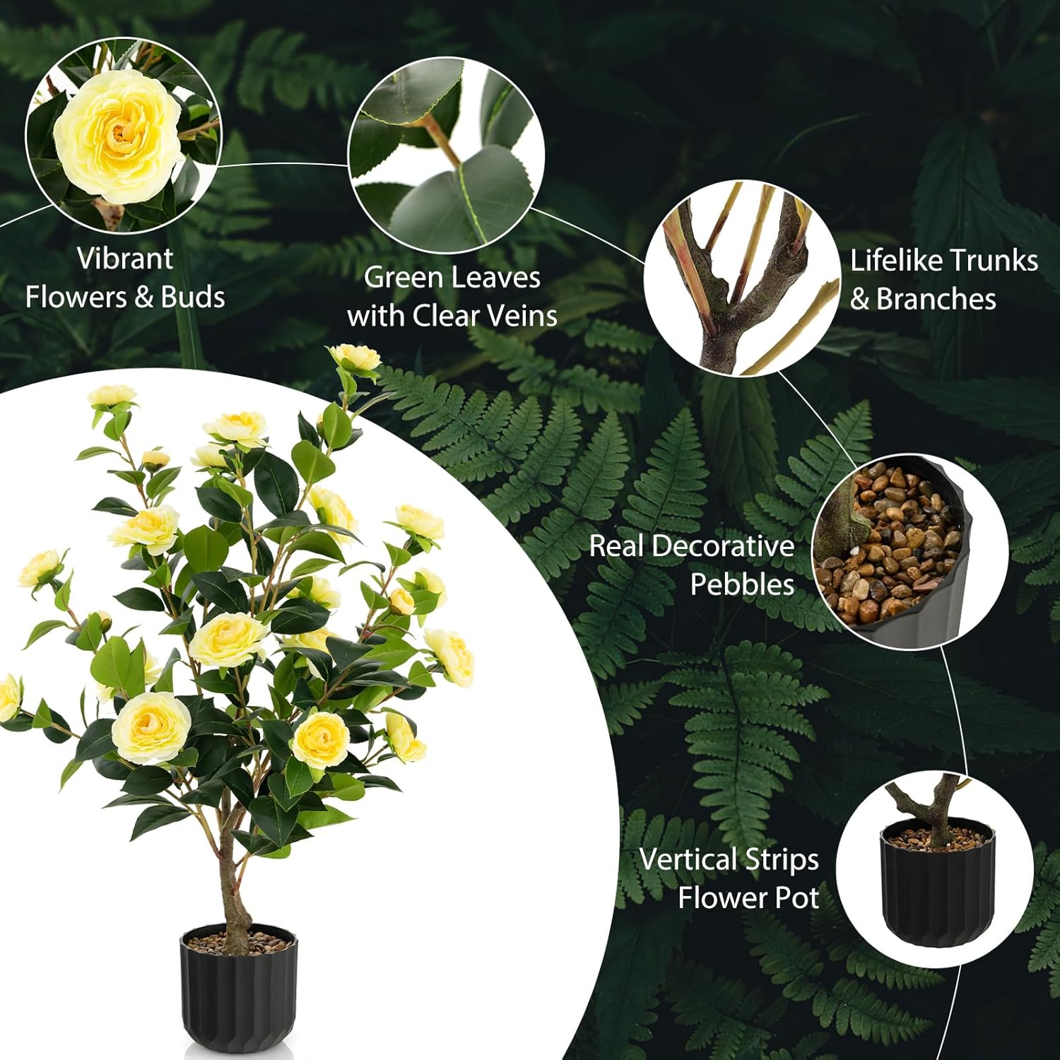 Artificial Camellia Tree Set of 2 38 Inch Tall Potted Plants