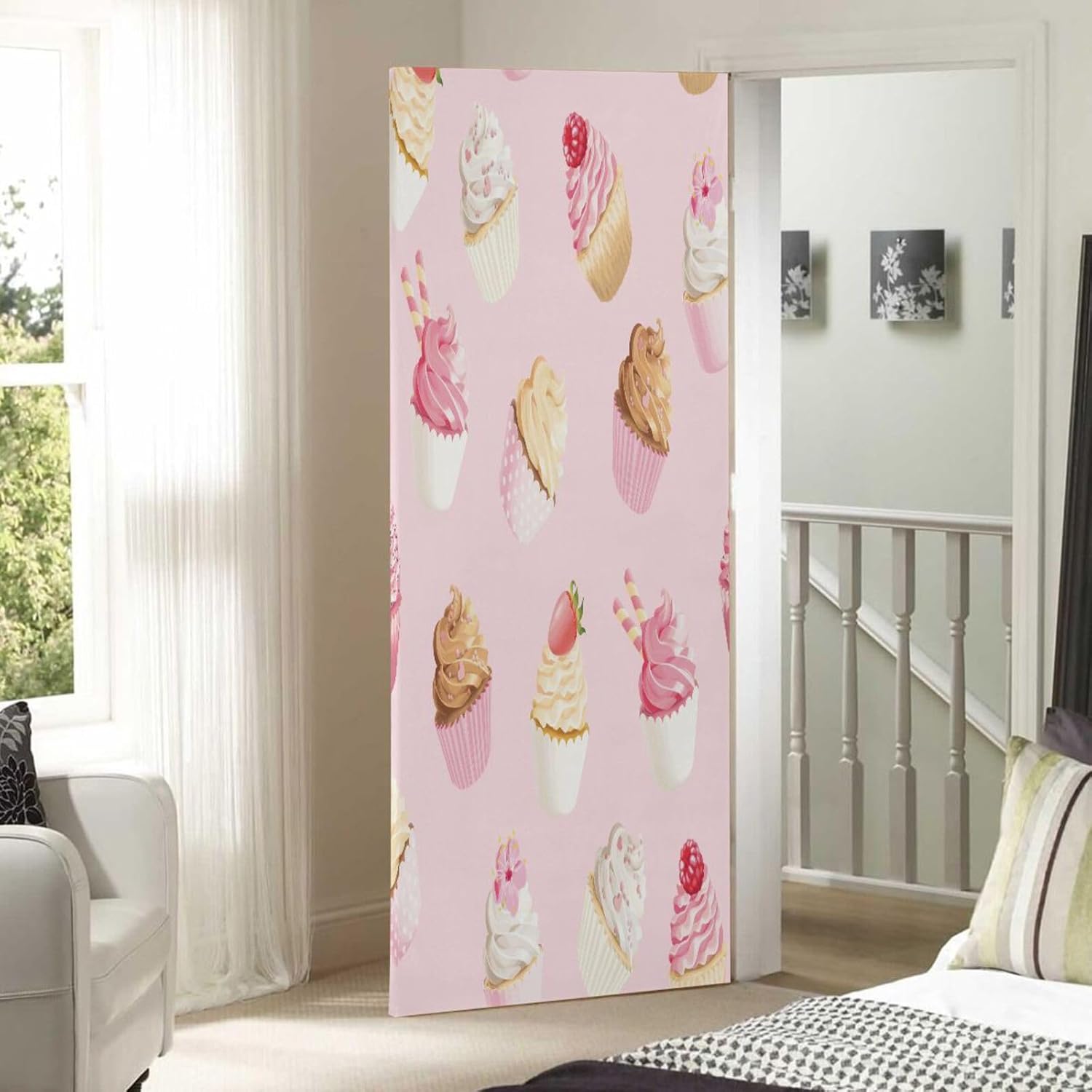 Susiyo Pink White Cupcakes Halloween Door Cover