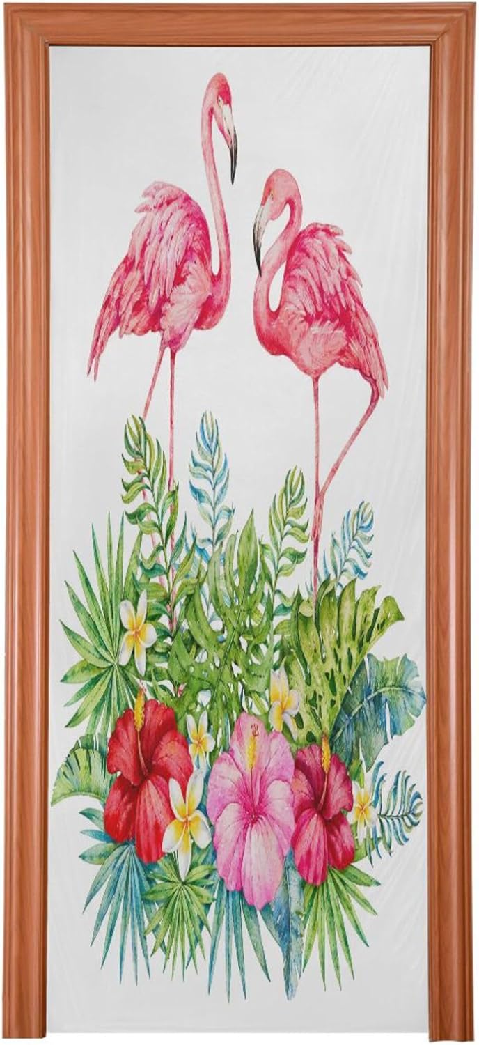 Susiyo Pink Flamingo Halloween Door Cover 32x79 in 1