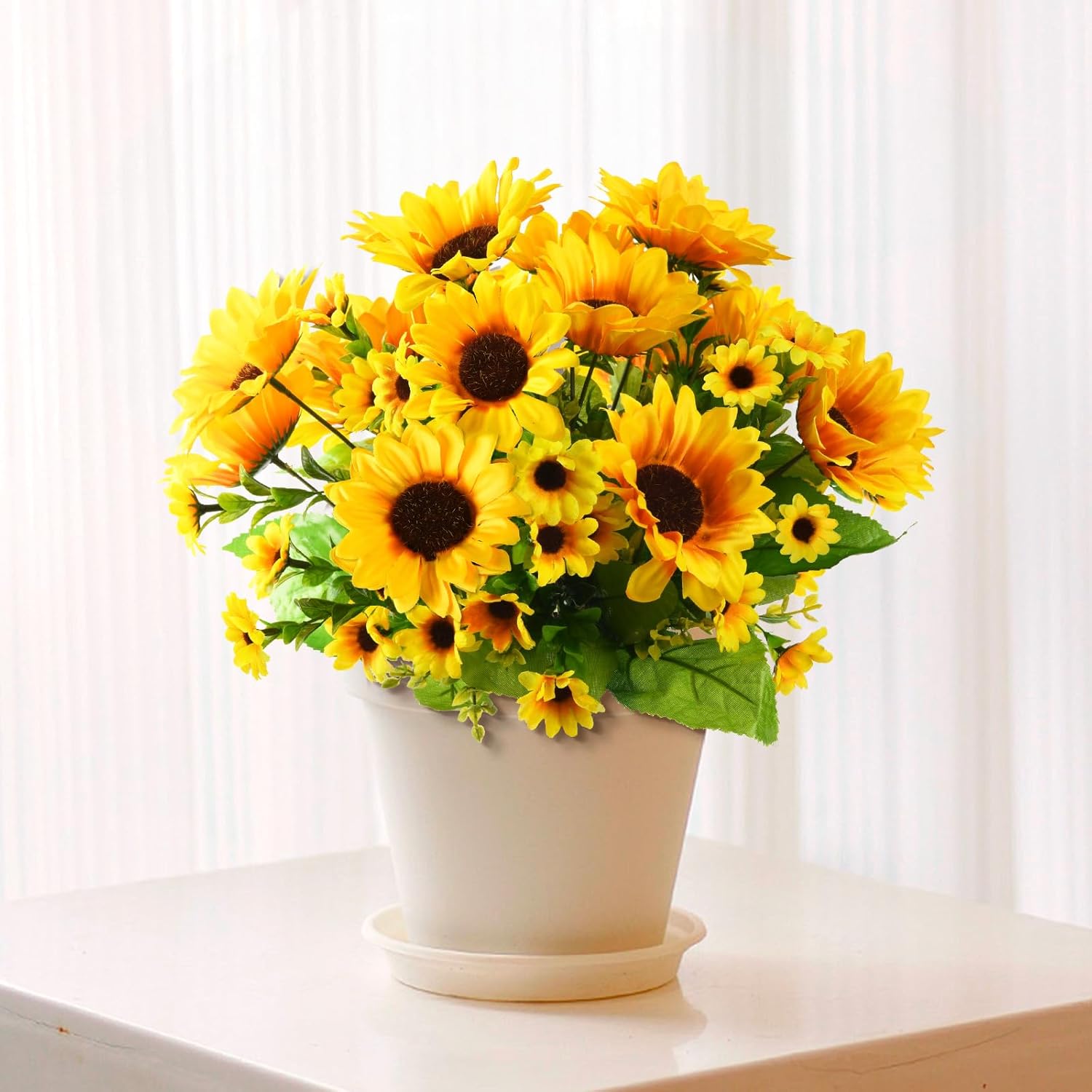Homsunny Artificial Sunflowers Hanging Decor for Outdoor