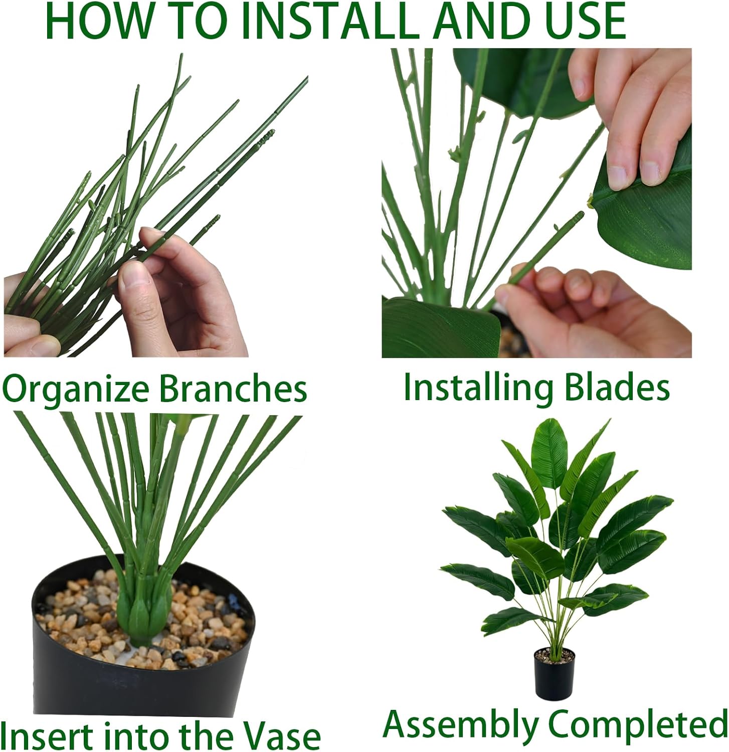 Artificial Bird of Paradise Plant 28 In 18 Trunks Faux Palm Tree
