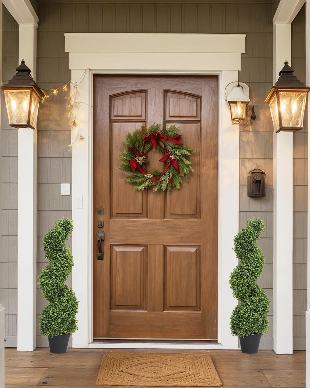 THE BLOOM TIMES 3ft Spiral Boxwood Artificial Trees Set of 2