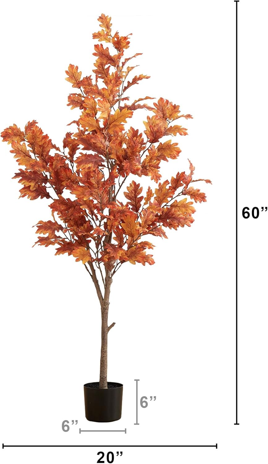 Nearly Natural 5ft Autumn Oak Artificial Fall Tree