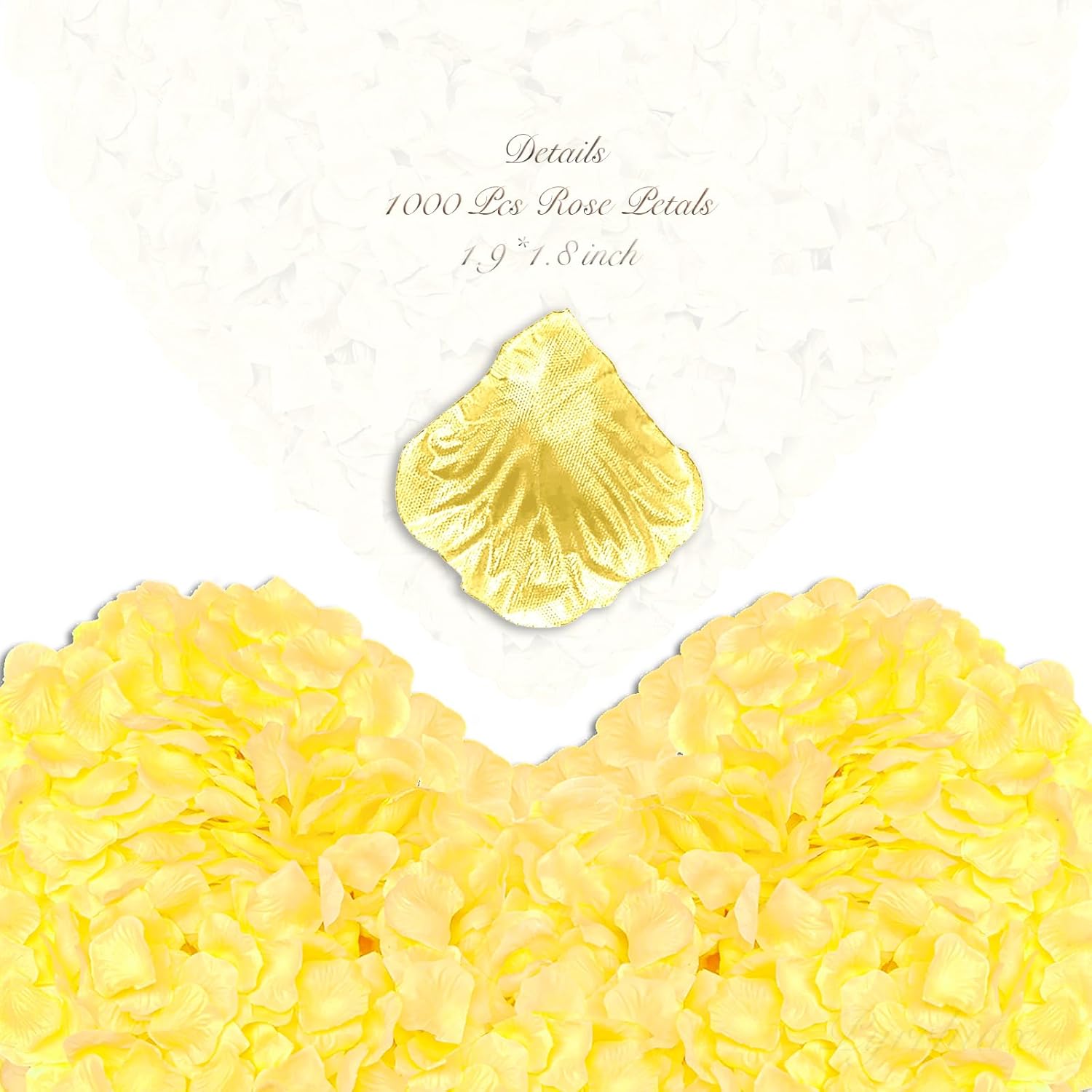 1000 Pieces Yellow Artificial Rose Petals for Decorations