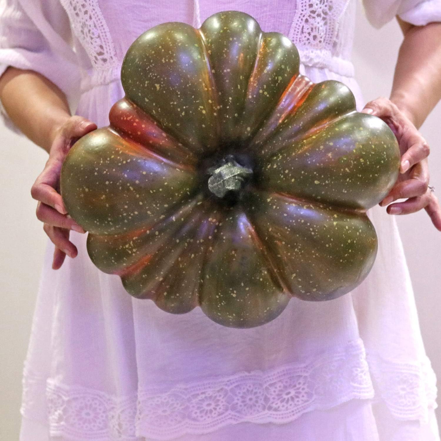 Big Artificial Pumpkin for Fall Decor Green 126inch Handmade