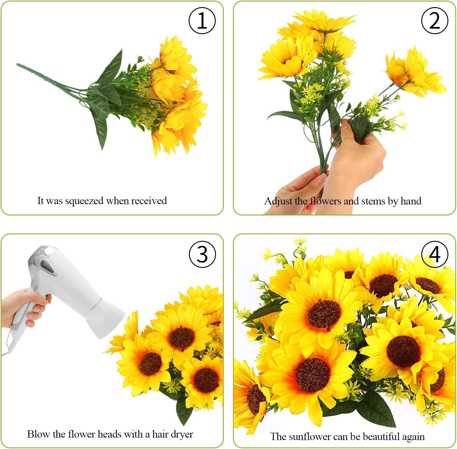 STEFORD Artificial Sunflowers Bouquet 2 Bunches Realistic
