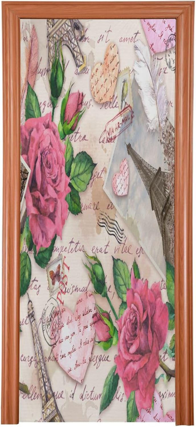 Susiyo Pink Rose Note Halloween Door Cover Stretch Fabric Backdrop