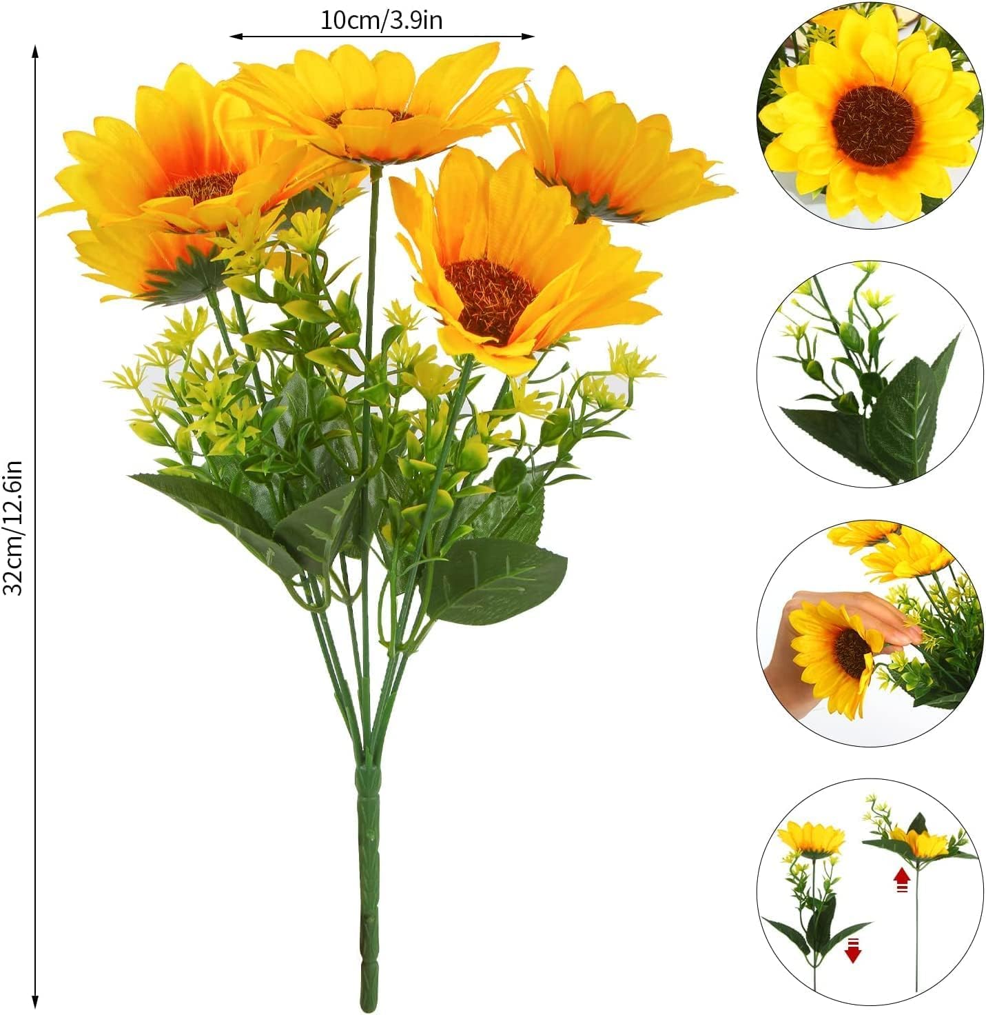 STEFORD Artificial Sunflowers Bouquet 2 Bunches Realistic