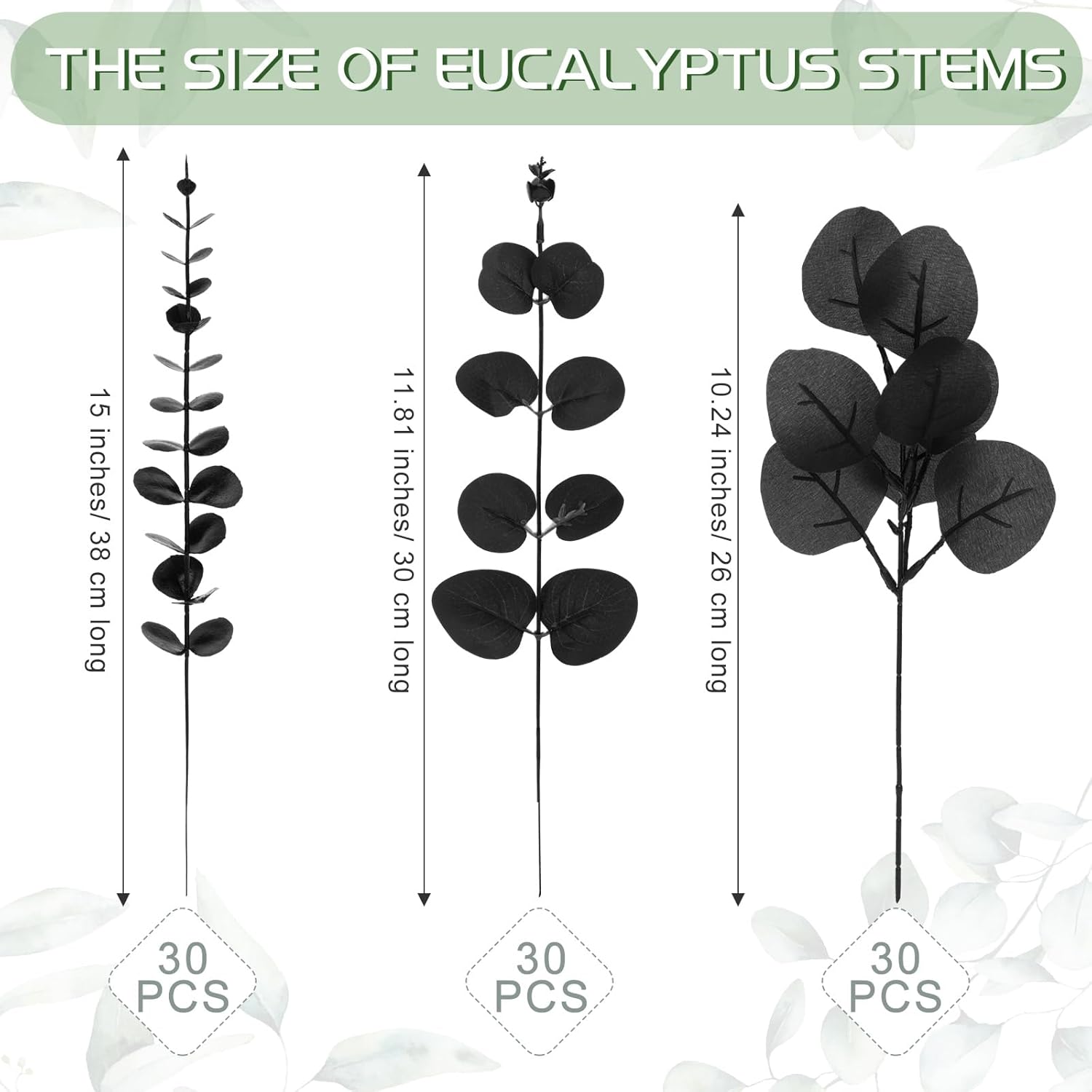 Giegxin 90 Pcs Artificial Eucalyptus Stems Black
