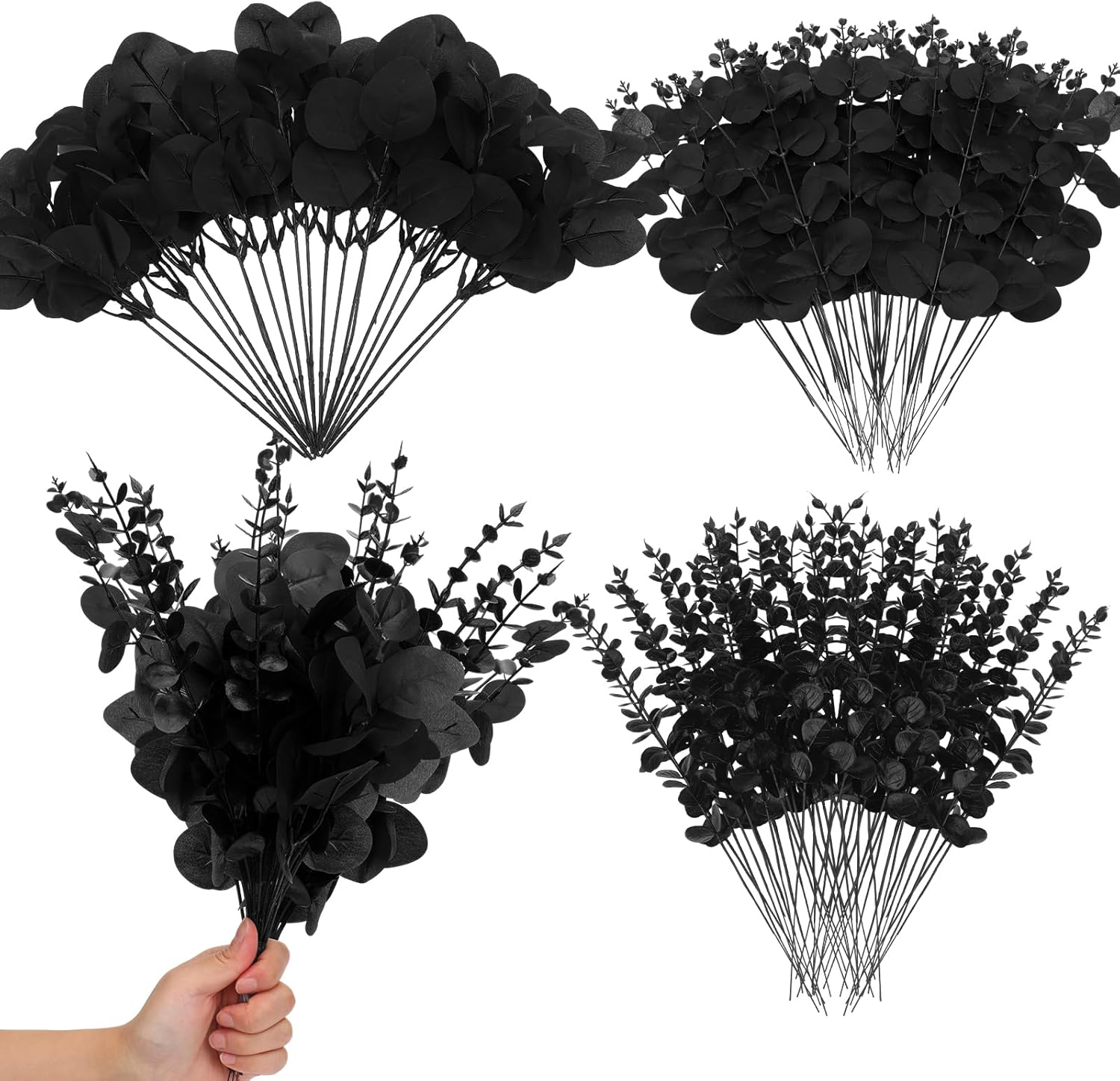 Giegxin 90 Pcs Artificial Eucalyptus Stems Black