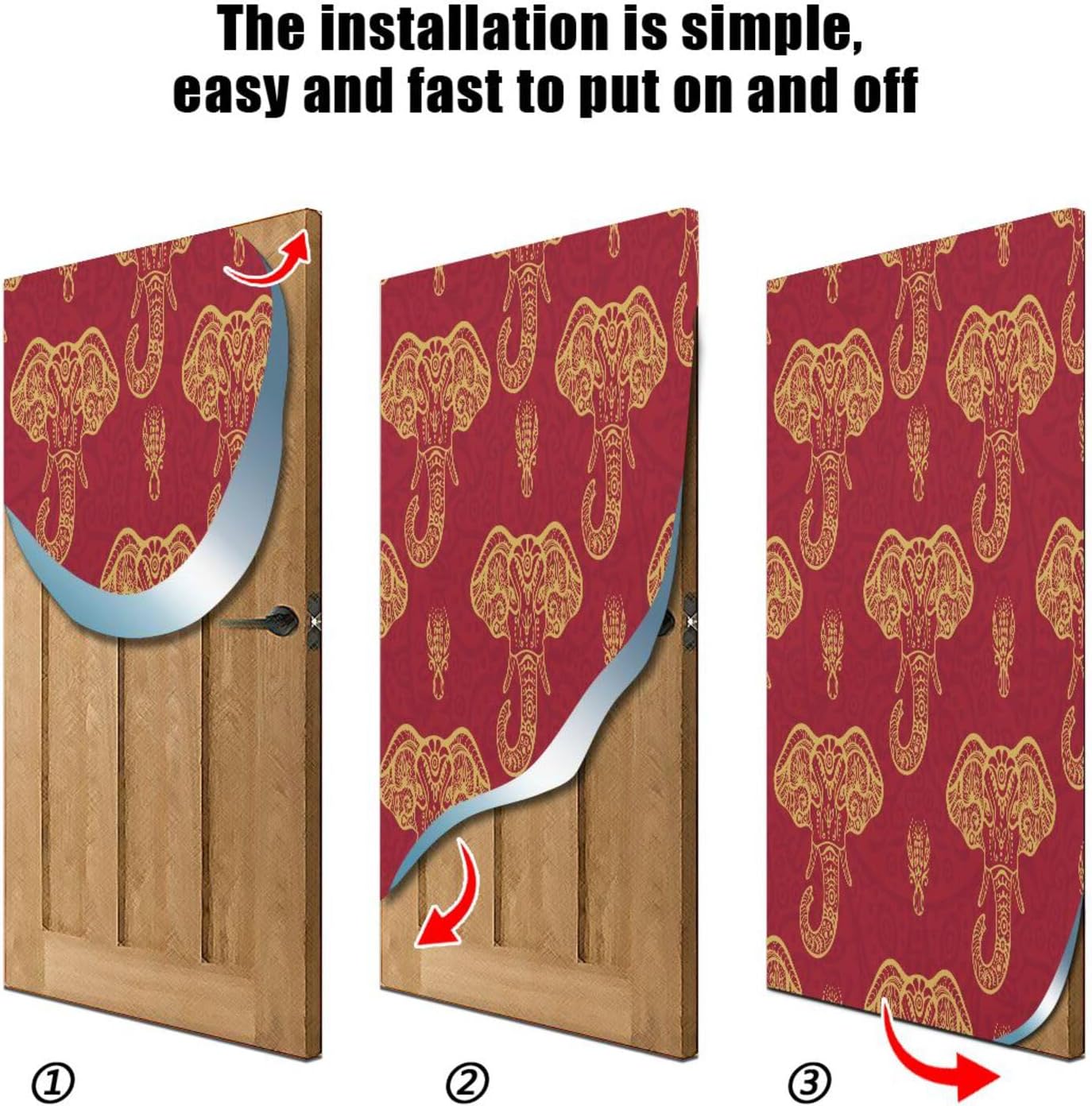 Susiyo Ornate Red Elephants Halloween Door Cover 1