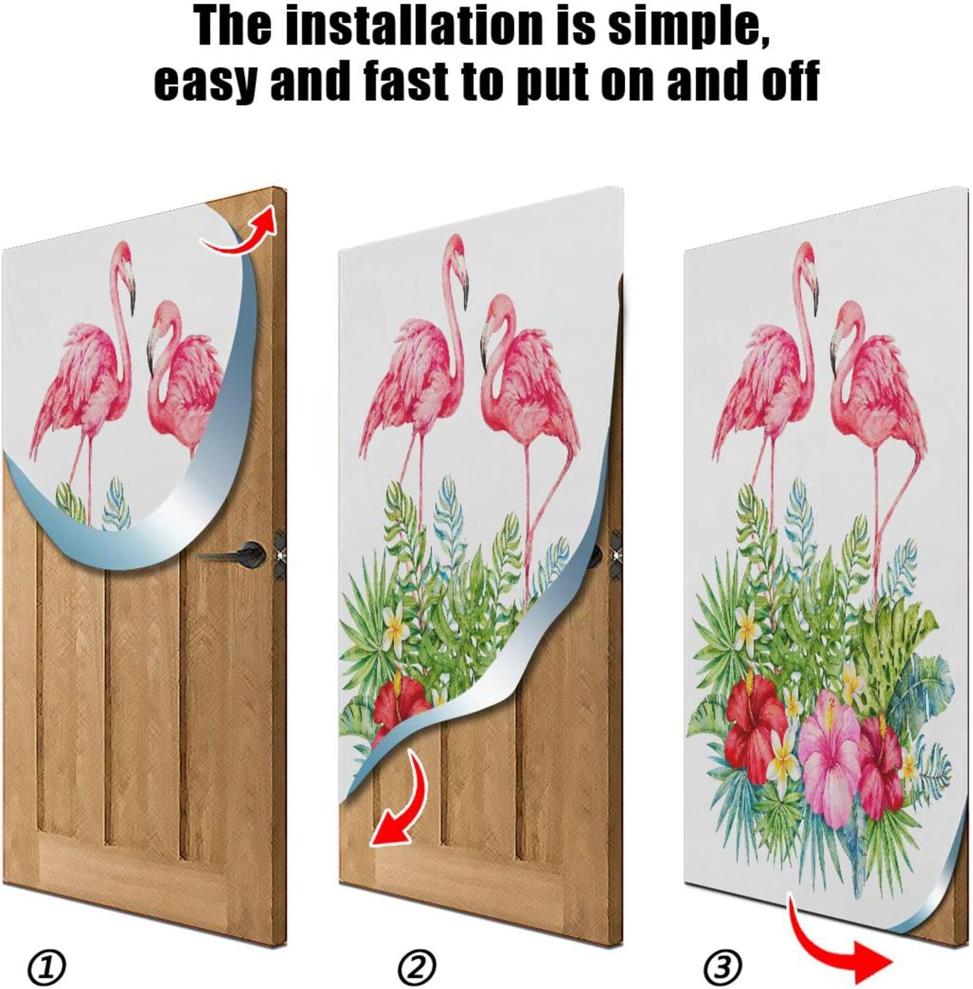 Susiyo Pink Flamingo Halloween Door Cover 32x79 in 1