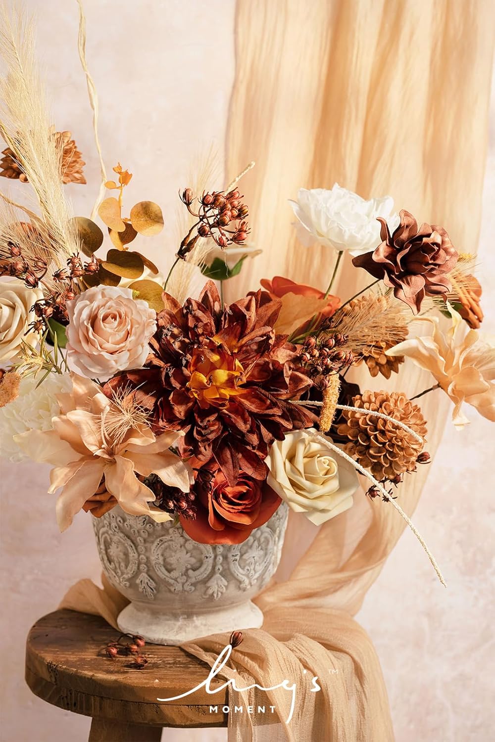 Lings Moment Burnt Orange Boho Artificial Flowers and Greenery Set