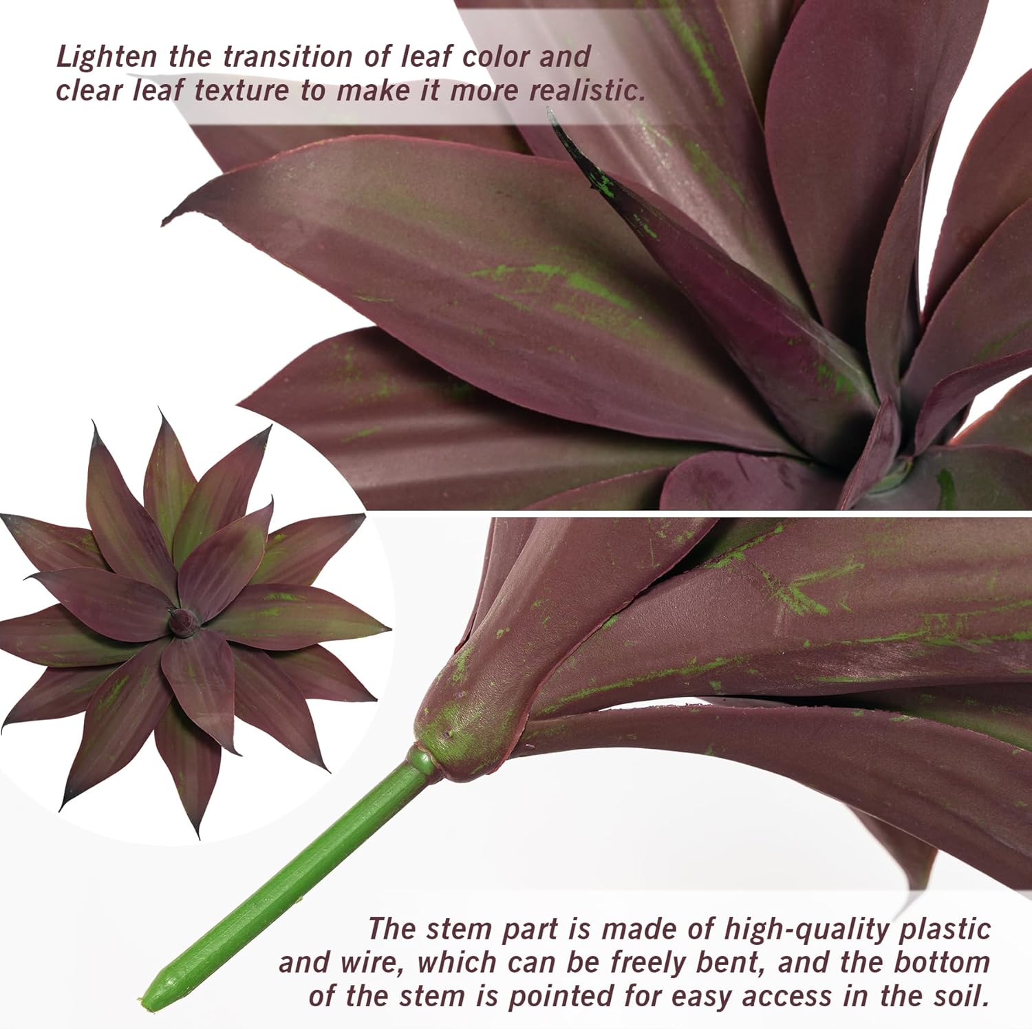 Fake Plants Artificial Agave Plants 138 Inch Purple 2 Pack
