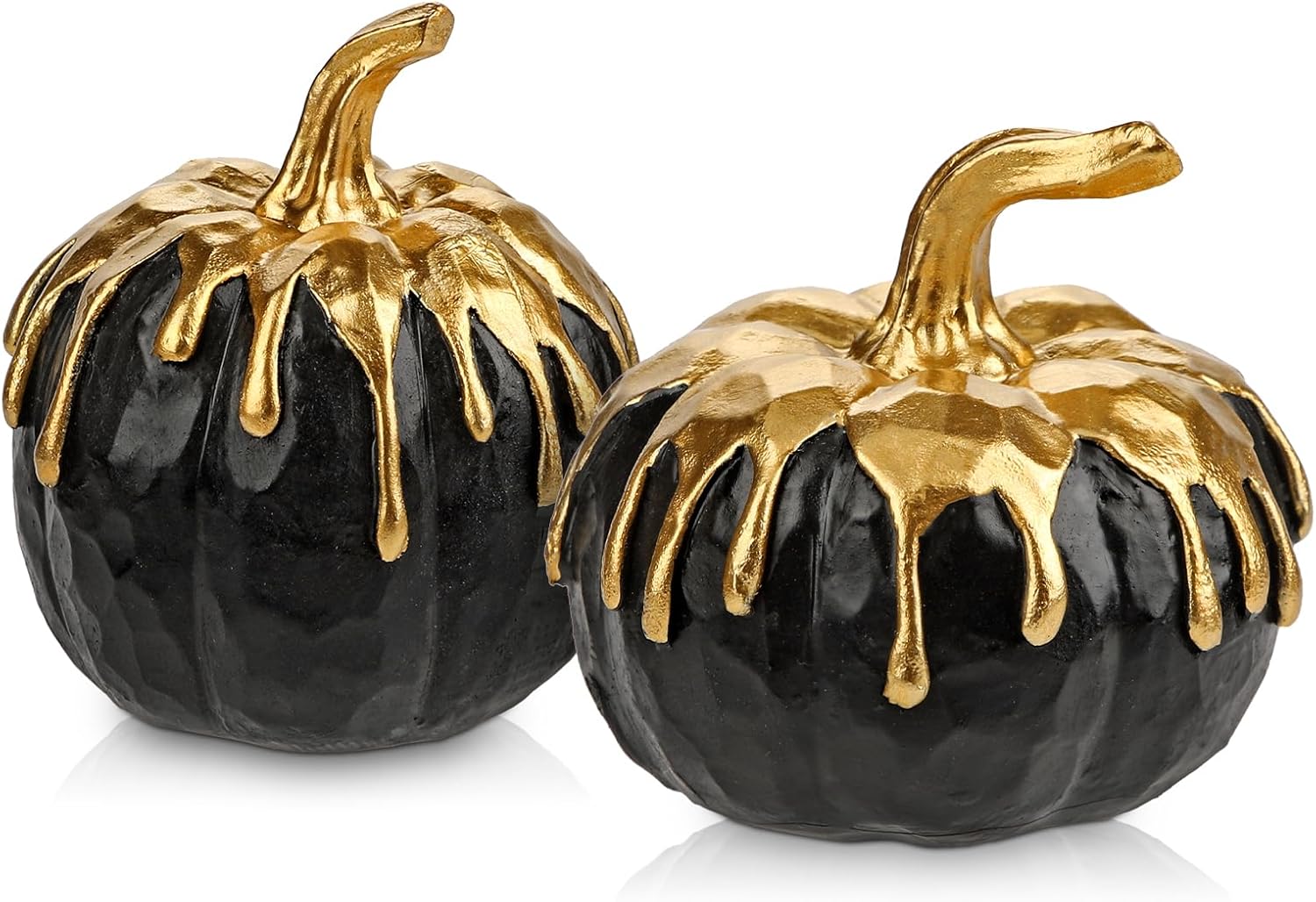 Hollyone 2 pcs Black Gold Resin Pumpkin Decor