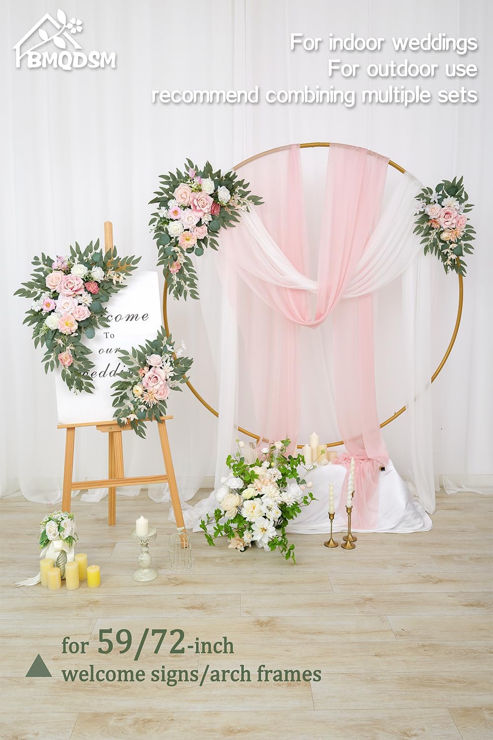 Wedding Welcome Signs Floral Pack of 2 New Pink