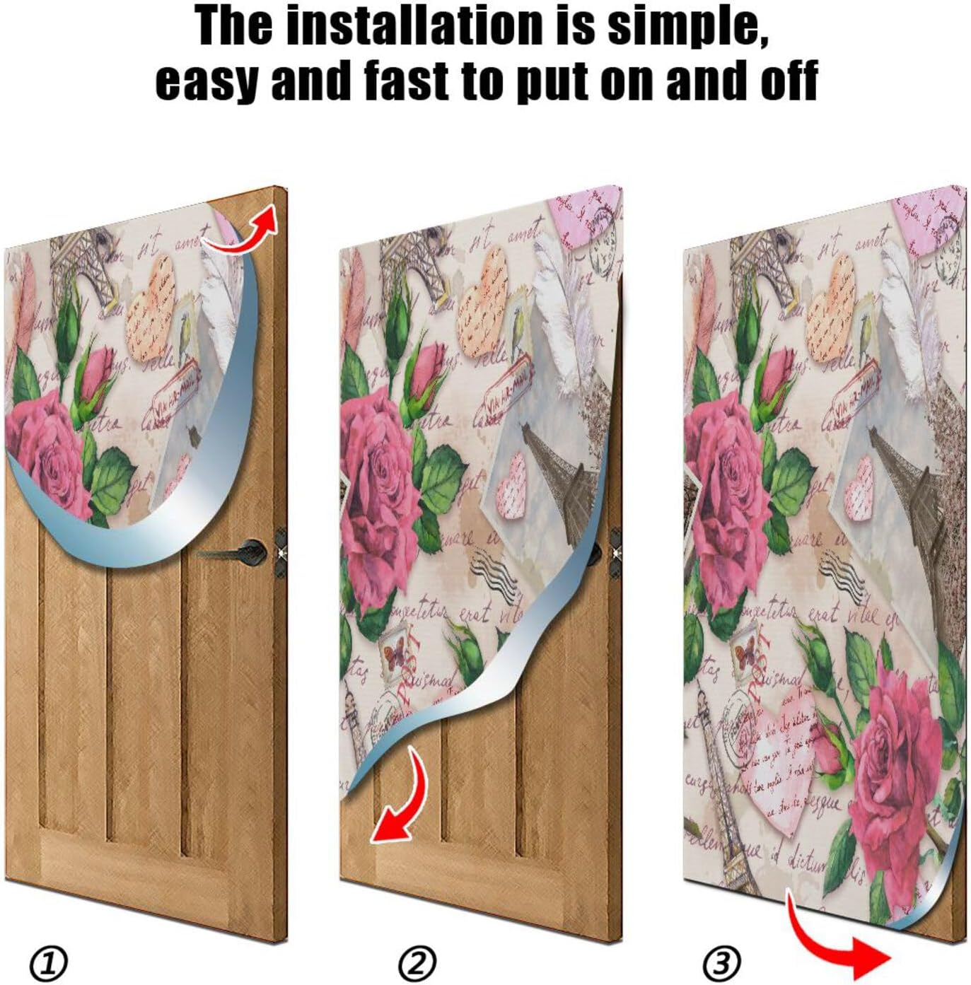 Susiyo Pink Rose Note Halloween Door Cover Stretch Fabric Backdrop