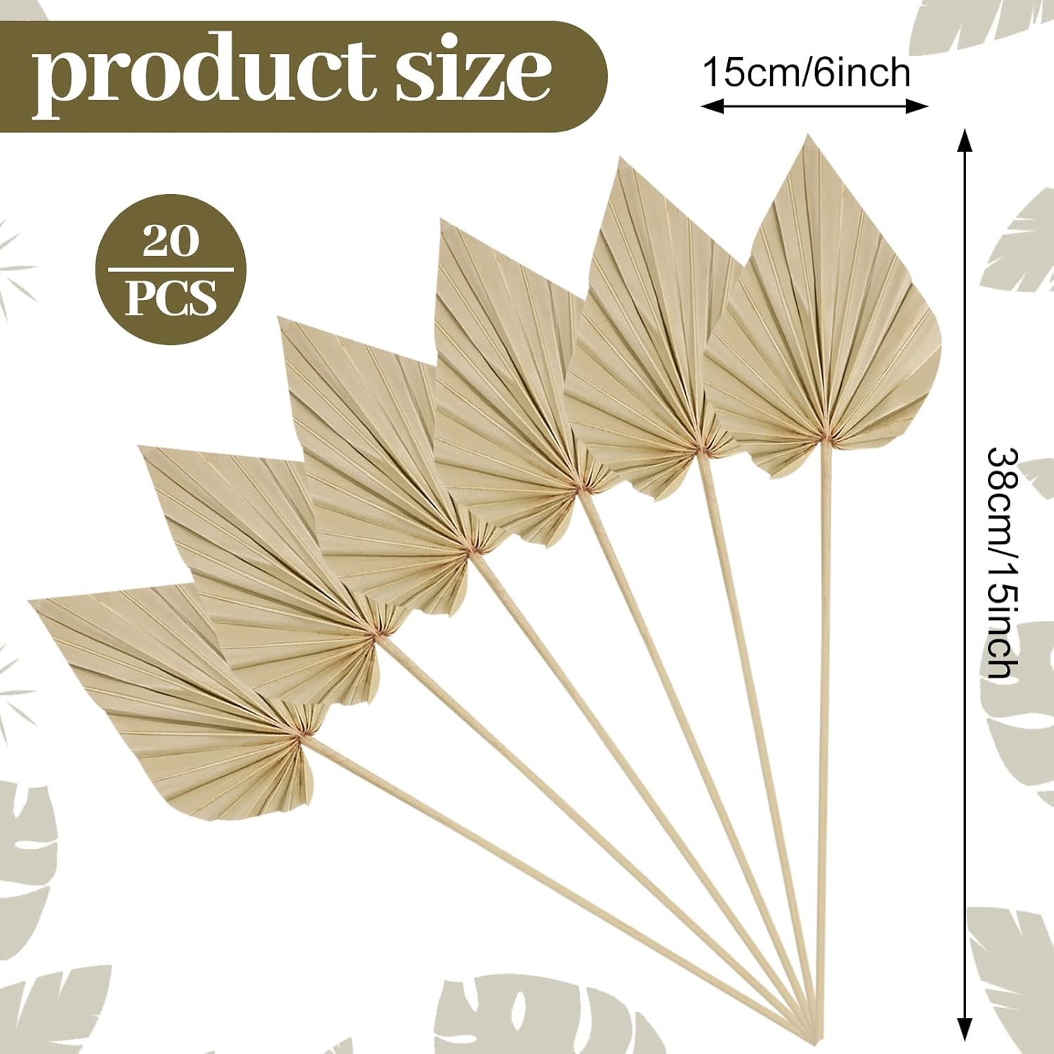 Cenkaiyang 20 Pcs Boho Dried Palm Leaf Spears with Stem