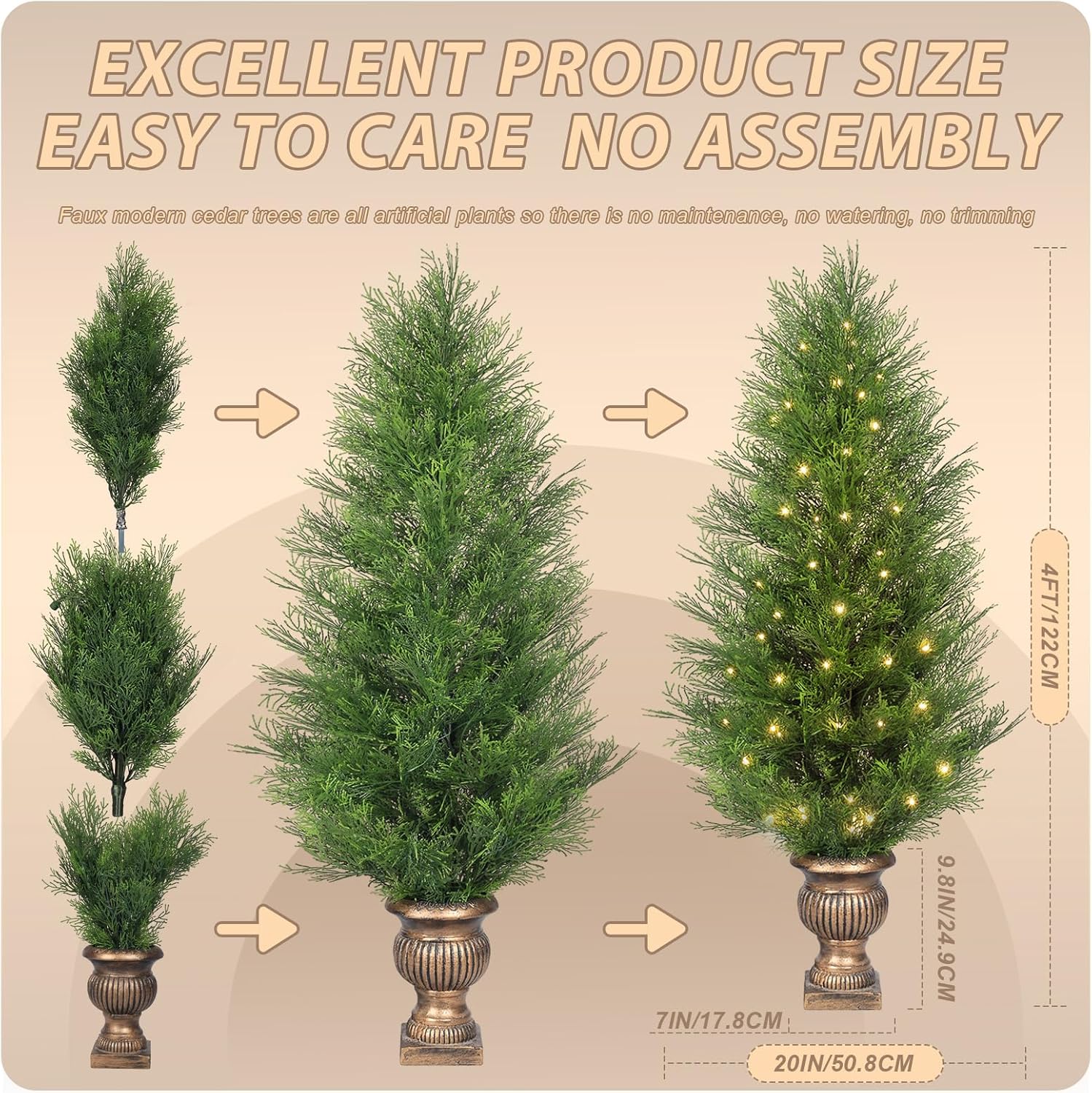 4FT Pre-Lit Artificial Cypress Tree with LED Lights