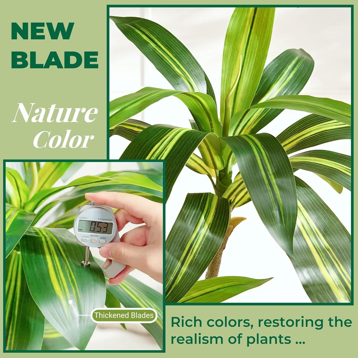 5FT Artificial Dracaena Tree with White Planter and Green Moss