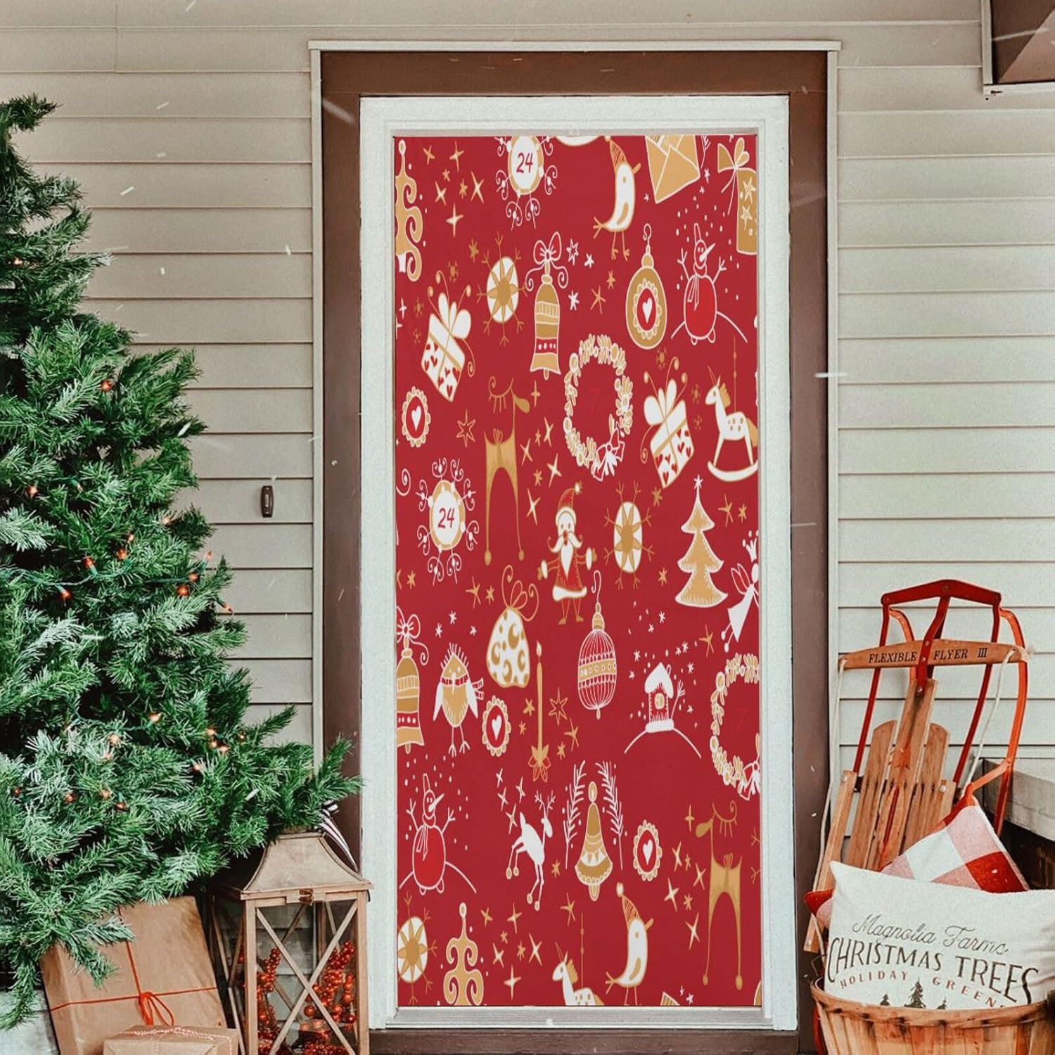 Susiyo Xmas Winter Halloween Door Cover 32x79 in