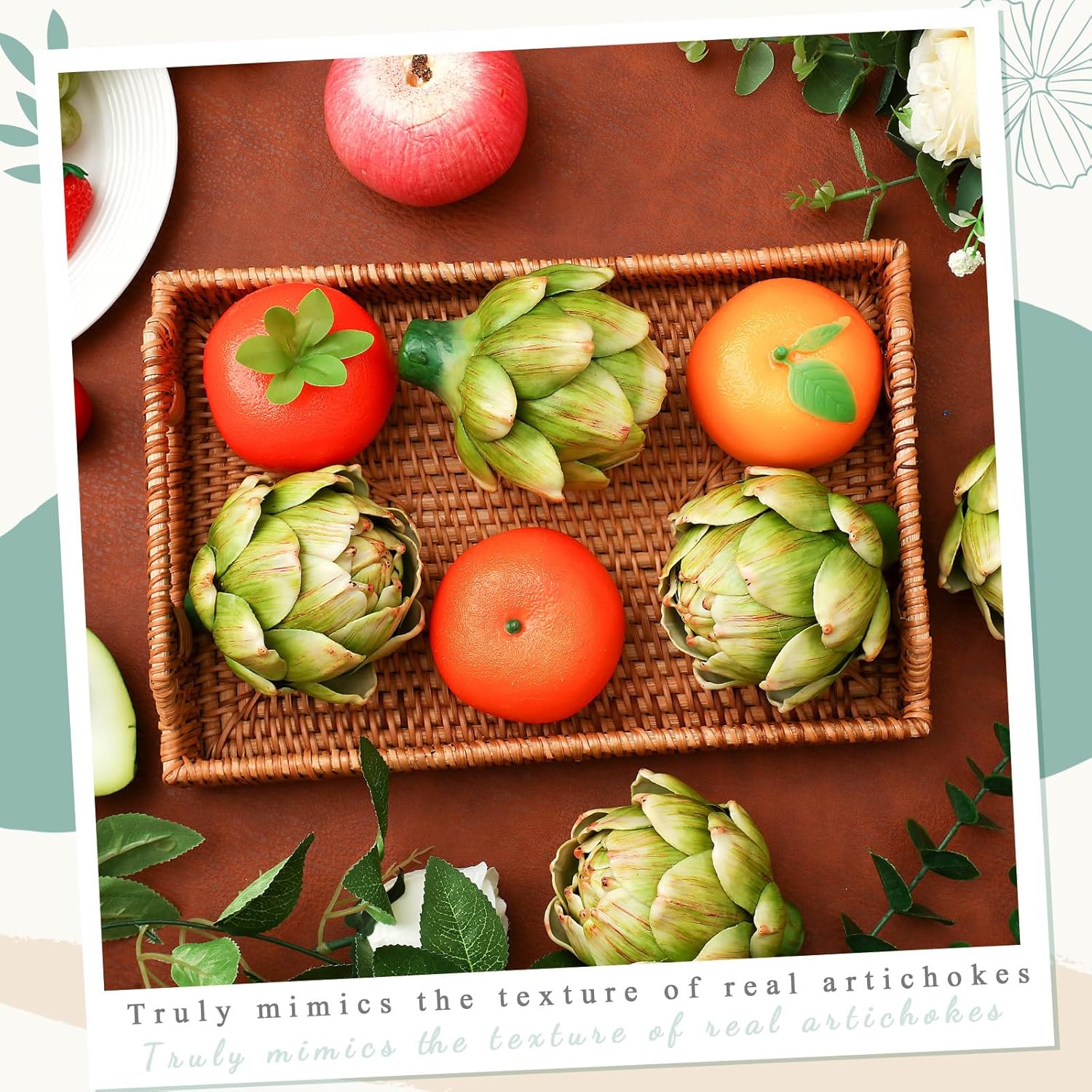 Timgle 12 Pcs Green Artificial Artichokes Decor Set