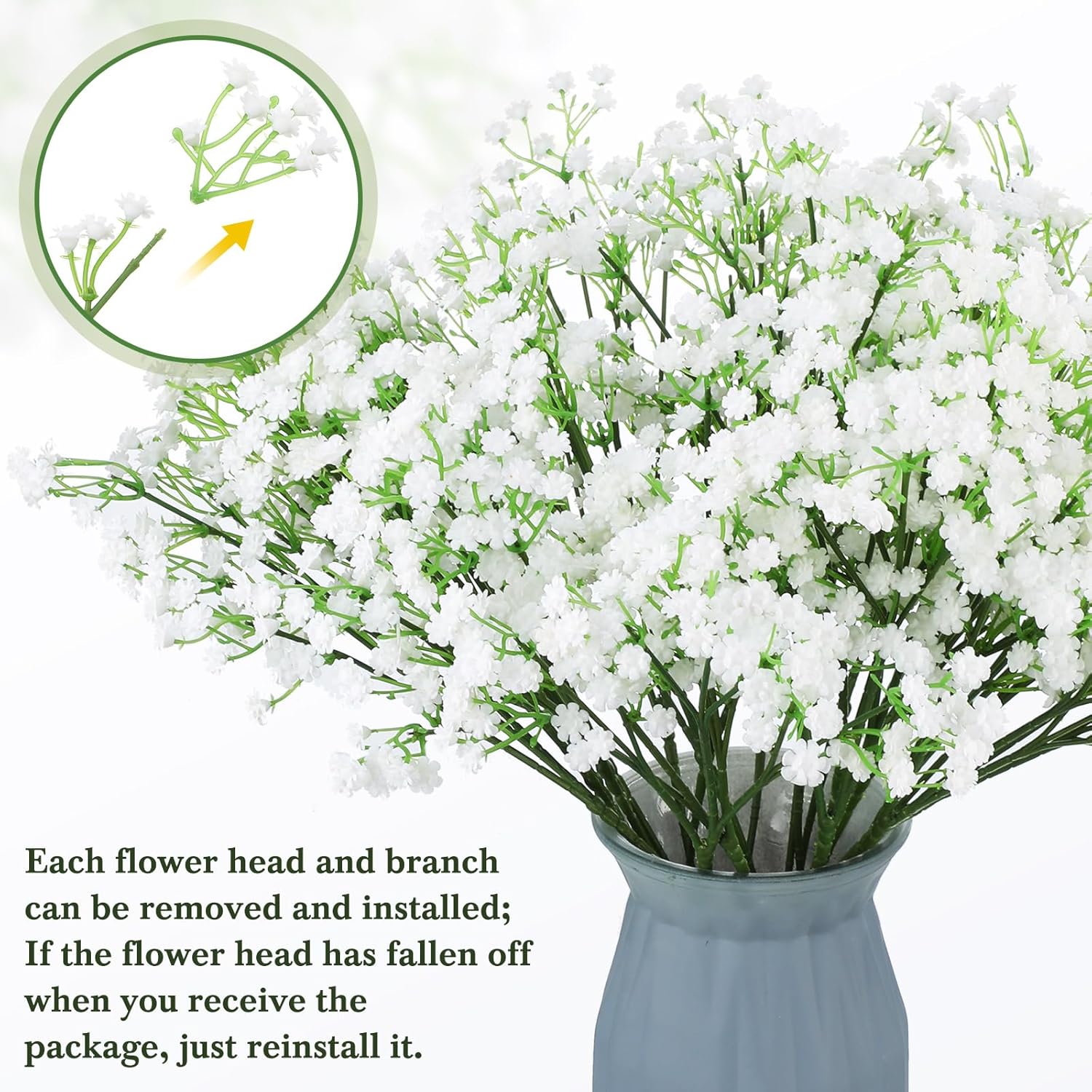 Janinka 100 Pcs Artificial Baby Breath Flowers White