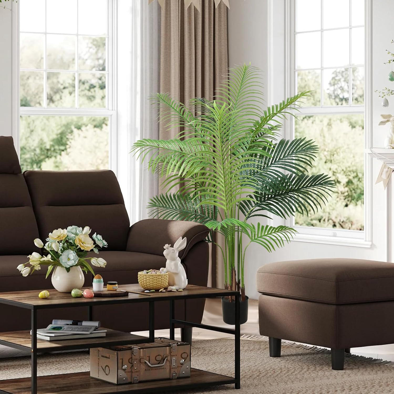 YULISKY 6 FT Artificial Areca Palm Plant with Pot