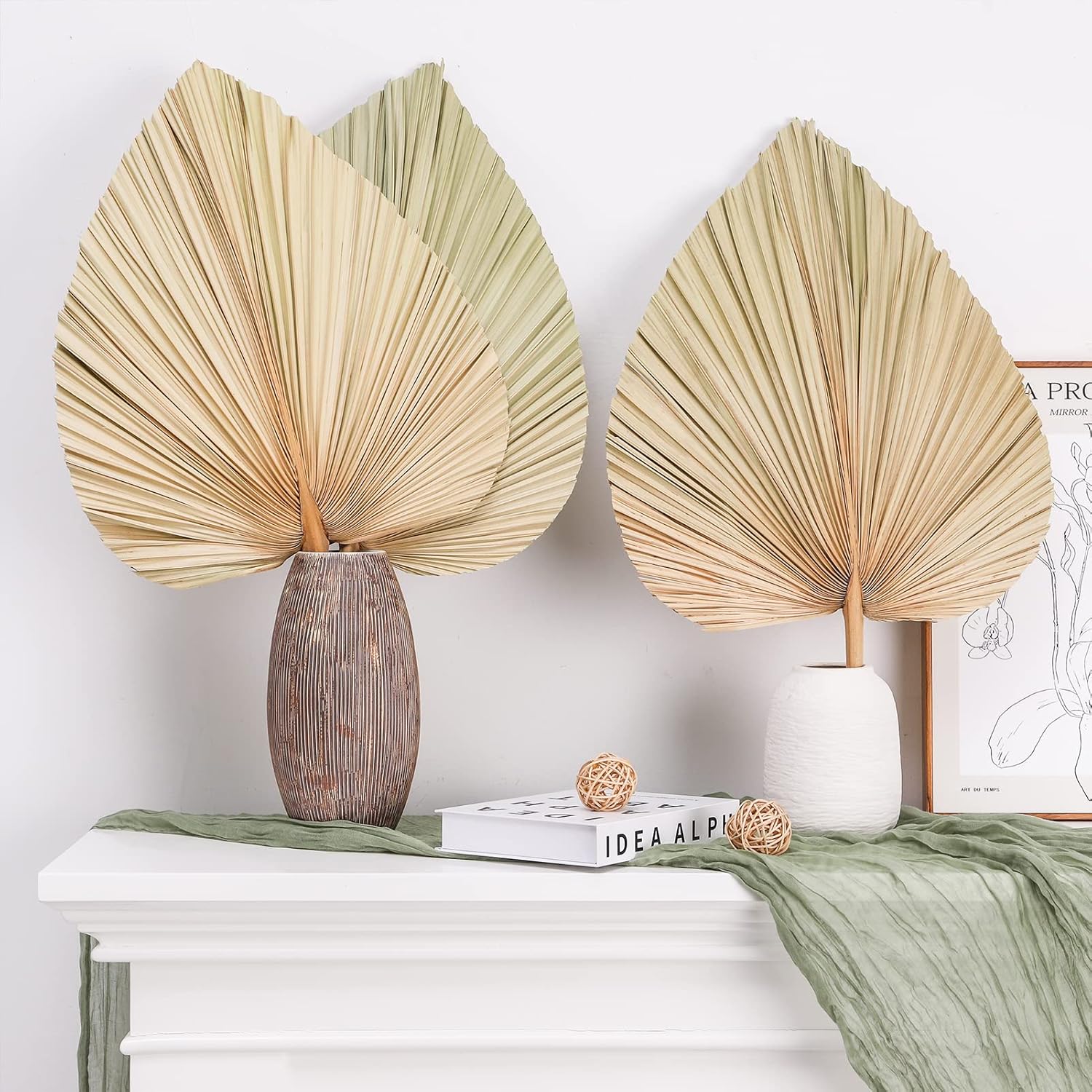 10pcs Large Dried Palm Leaves Boho DecorVase Wedding Backdrop