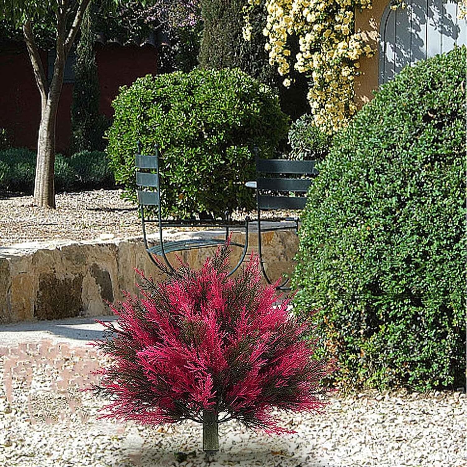 22 Inch Artificial Cedar Topiary Ball Trees Purple Fade Resistant