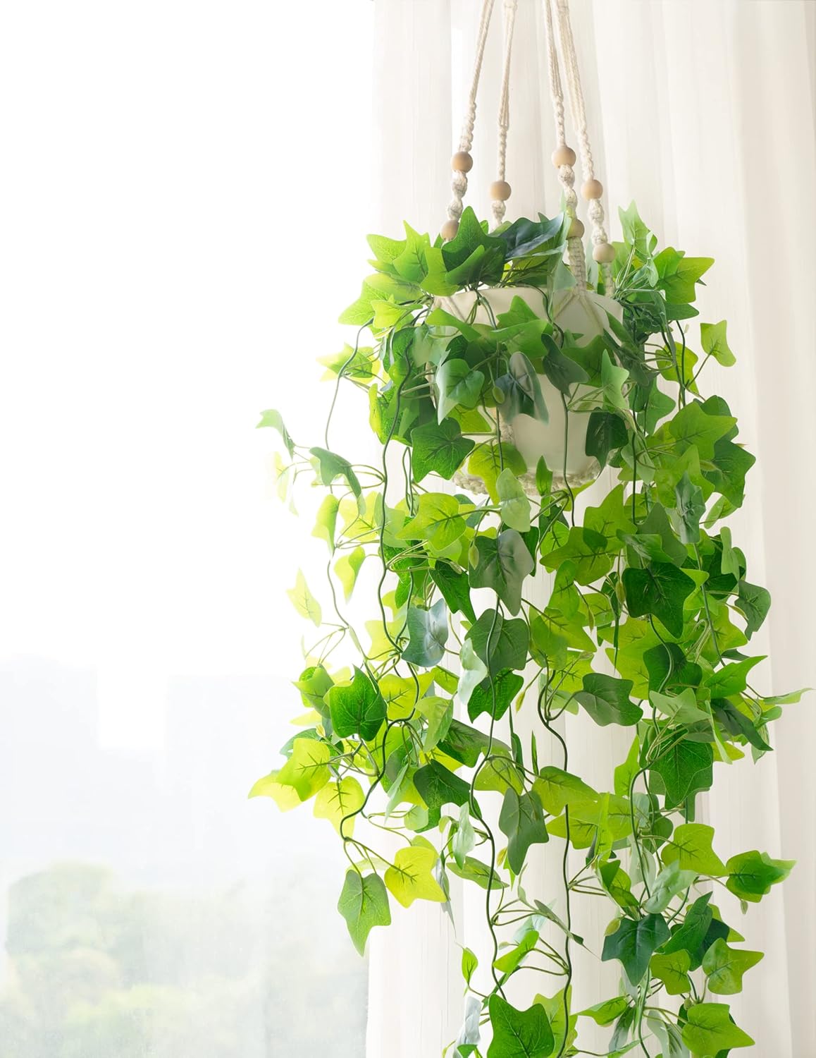 Dahey Fake Hanging Plants with Artificial Vines and Macrame Hanger