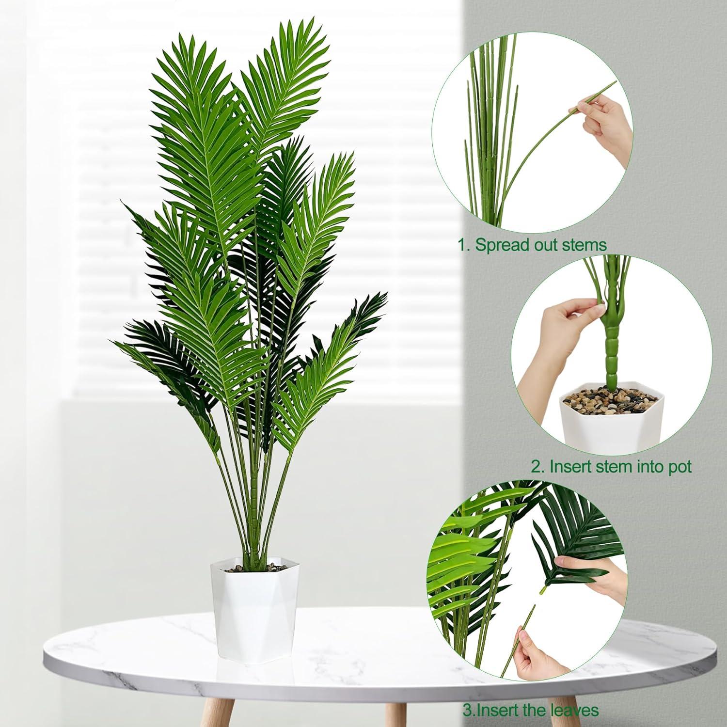 SAJANDAS 2 Piece Artificial Areca Palm Plants 51 Inch
